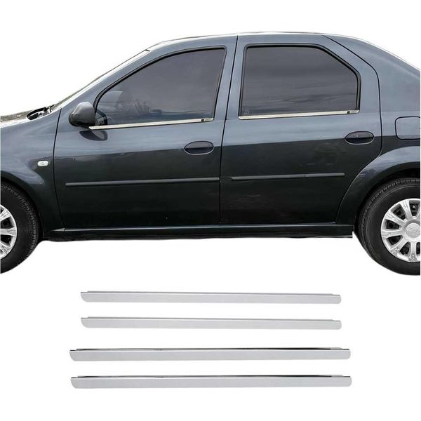 Modanature Per Finestrini Per Dacia Logan 2008-2013 In Acciaio Inox Cromato 4 Pz-image