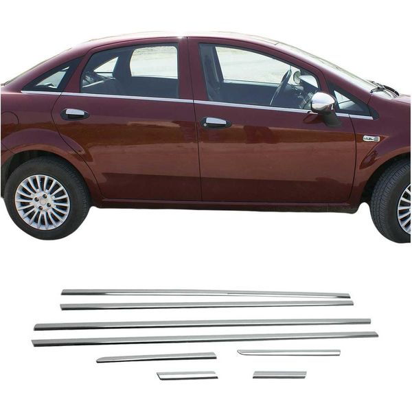 Modanature Per Finestrini Per Fiat Linea 2006-2012 In Acciaio Inox Cromato 8Pz-image