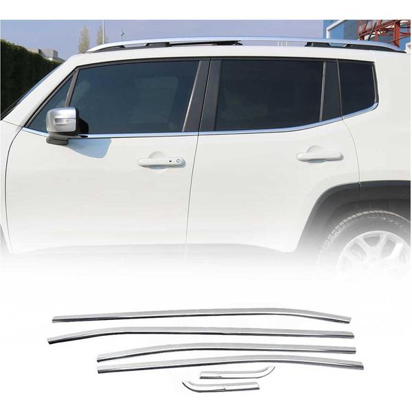 Modanature Per Finestre Per Jeep Renegade 2014-2024 In Acciaio Inox Cromato 6Pcs-image