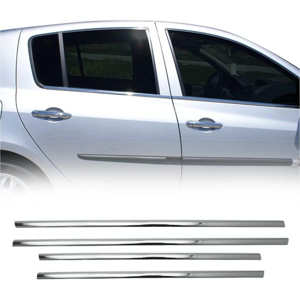 Modanature Per Renault Clio 2005-2013 In Acciaio Inox Cromato 4 Pezzi-image