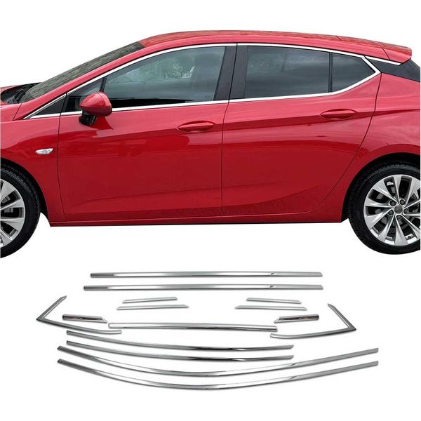 Modanature Per Finestrini Per Opel Astra K Hatchback In Acciaio Inox Cromo 16Pz-image