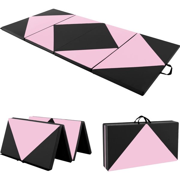 Costway Tappetino Pieghevole Morbido, 240 X 117 Cm Tappetino Da Palestra Portatile, Tappetino Da Yoga Tappetino Da Palestra Pieghevole Tappetino Da Fitness, Rosa-image