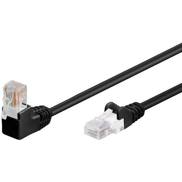 Goobay 94175 Cavo Patch Cat 5E 1X 90° Angolato, U/Utp, Nero, 10 M - Miscela Di Rame Cca, 1X Spina RJ45 90° (8P8C)-image