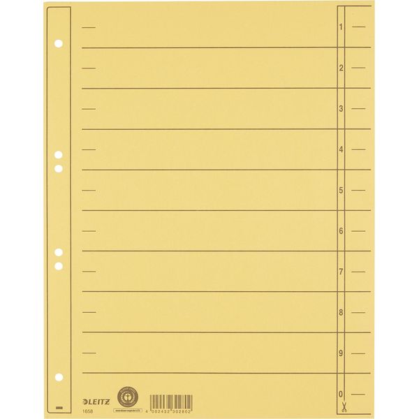 Divisori Leitz 16580015 A4 230G Cartone Giallo 100 Pezzi/Confezione-image