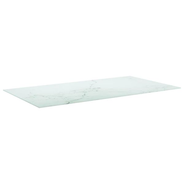 Syfax™ Piano Tavolo Bianco 120X65 Cm 8Mm Vetro Temperato Design Marmo-image