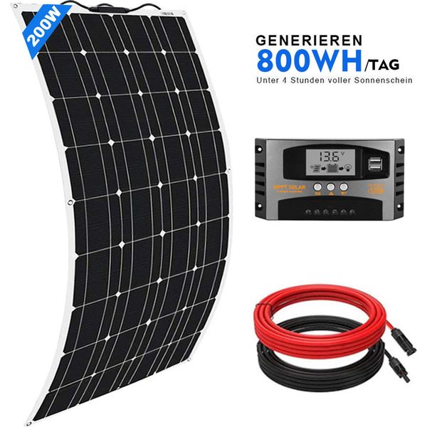 200W 12V Flessibile Monocristallino Pannello Solare Modulo Solare Set Solare Fotovoltaico-image