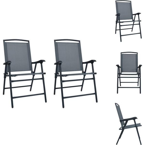 Vidaxl Sedie Da Giardino Pieghevoli 2 Pz. Textilene Grigio - Sedie Da Giardino-image