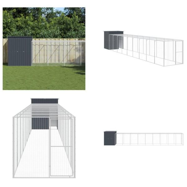Vidaxl Gabbia Per Polli Con Corridoio Antracite 165X1067X181Cm Acciaio Zincato - Gabbia Per Polli - Gabbia Per Polli - Pollaio - Pollaio-image