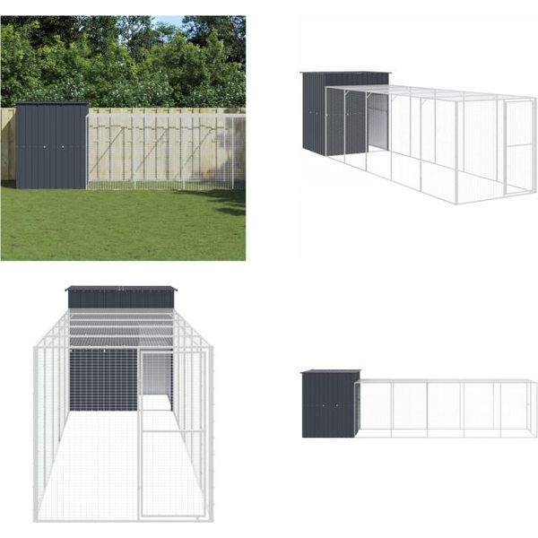 Vidaxl Gabbia Per Polli Con Corridoio Antracite 165X659X181 Cm Acciaio Galvanizzato - Gabbia Per Polli - Gabbia Per Polli - Pollaio - Pollaio-image