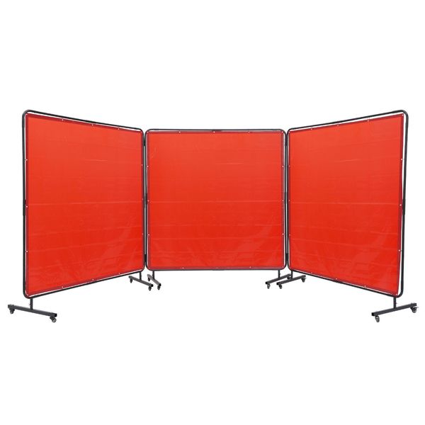 Vevor Tenda Per Saldatura A 3 Pannelli 1,8 X 1,8 M Tenda Di Protezione Per Saldatura In Vinile Ignifugo Parete Di Protezione Per Saldatura Con 12 Ruote Girevoli E Protezione Uv A 6 Stadi Coperta Per Saldatura Protezione Per Saldatura Rosso-image