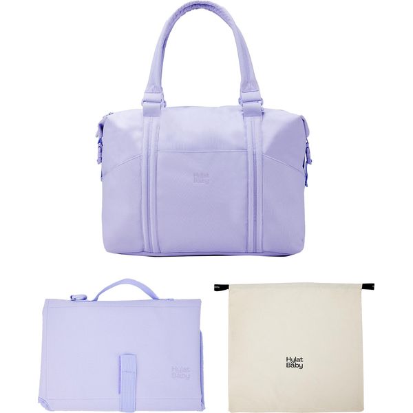 Borsa Fasciatoio Hylat Con Fasciatoio E Borsa In Cotone - Pratica Borsa Per Le Mamme In Movimento - Viola-image