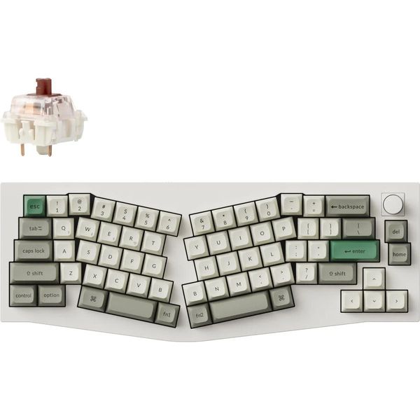 Tastiera Meccanica Senza Fili Keychron Q8 Max (Layout Alice) Qmk/Via, Qwerty Us, Manopola, Guscio Bianco, Gateron Jupiter Brown Q8M-P3-image