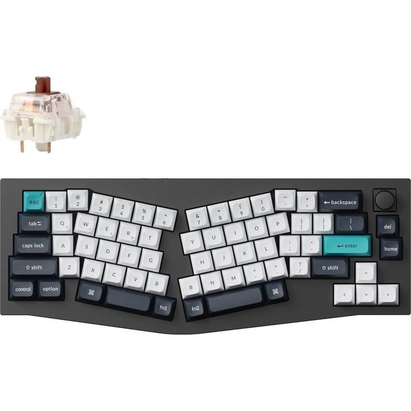 Tastiera Meccanica Senza Fili Keychron Q8 Max (Layout Alice) Qmk/Via, Qwerty Us, Manopola, Nero Carbone, Gateron Jupiter Brown Q8M-M3-image