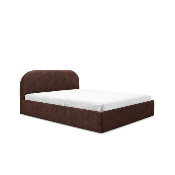 Gutto Letto Imbottito Su Misura Moon Brown 90X200 Rete A Doghe In Legno Tessuto Boucle Teddy Di Alta Qualità Letto Senza Rete E Contenitore-image