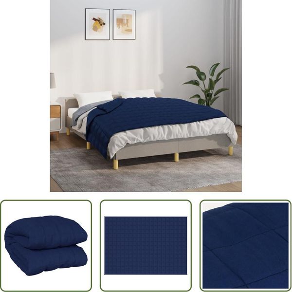 The Living Store Coperta Pesata Blu 140X200 Cm 6 Kg In Tessuto-image