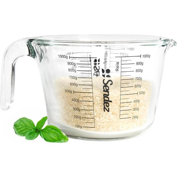 Caraffa Dosatrice 1L Con Manico In Vetro Borosilicato Caraffa Dosatrice Dosatore Caraffa Da Litro Aiuto In Cucina Caraffa Dosatrice-image