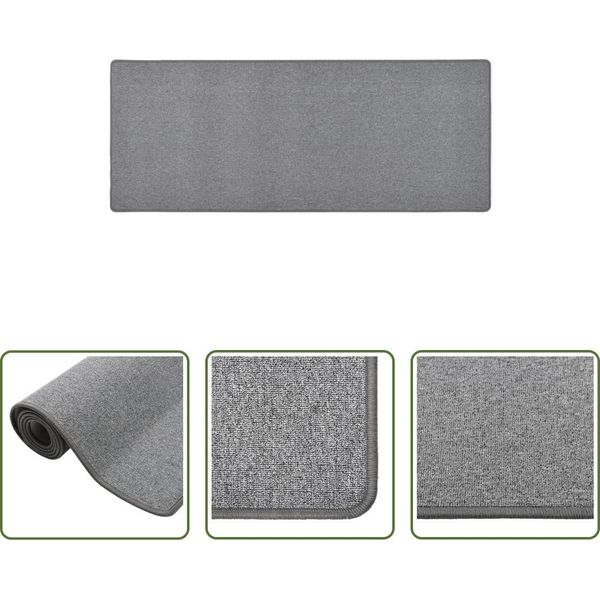 The Living Store Tappeto Runner Grigio Scuro 80X200 Cm-image