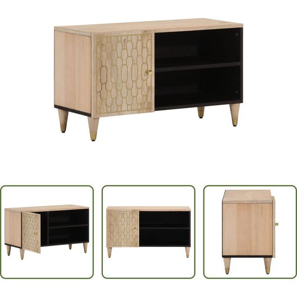 The Living Store Mobile Tv 80X31X46 Cm Legno Massiccio Mango-image
