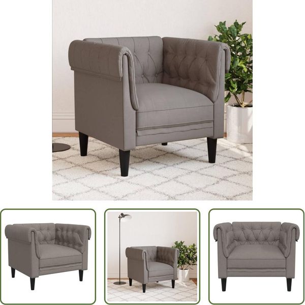 The Living Store Poltrona Chesterfield Tessuto Taupe-image