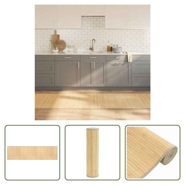 The Living Store Tappeto Rettangolare Light Natural 80X300 Cm Bamboo-image
