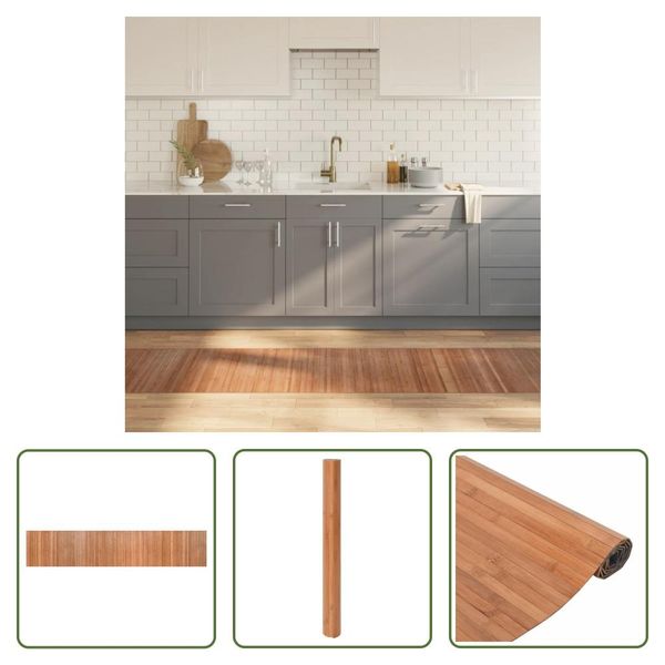 The Living Store Tappeto Rettangolare Naturale 60X300 Cm Bamboo-image