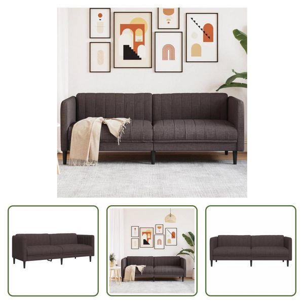 The Living Store Divano 3 Posti In Tessuto Marrone Scuro-image