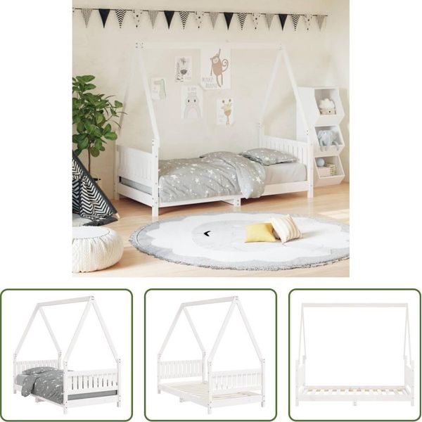 The Living Store Lettino Bianco 80X160 Cm In Legno Di Pino Massiccio-image