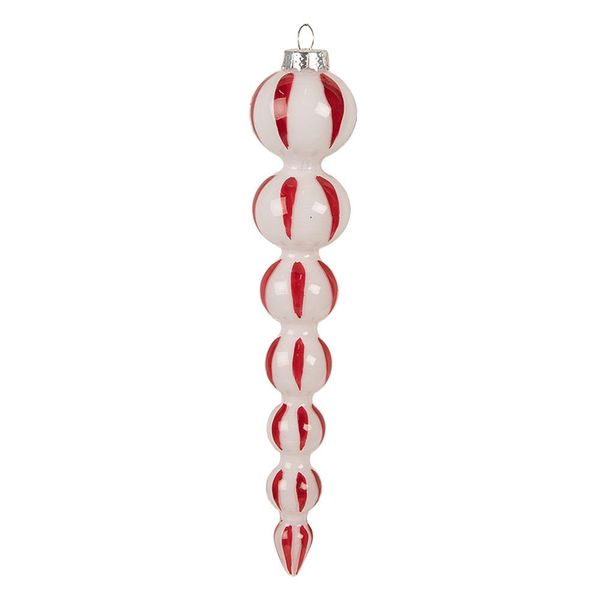 Guaina Natalizia Clayre & Eef Ø 4X18 Cm Vetro Bianco Rosso-image
