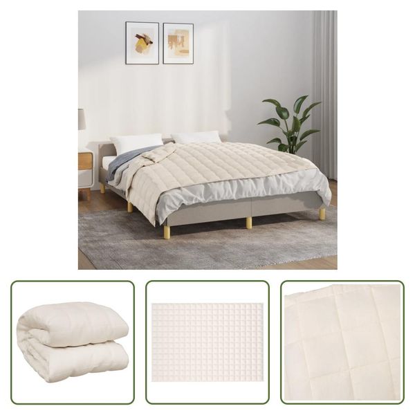The Living Store Coperta Pesata Leggera Crema 138X200 Cm 6 Kg Tessuto-image