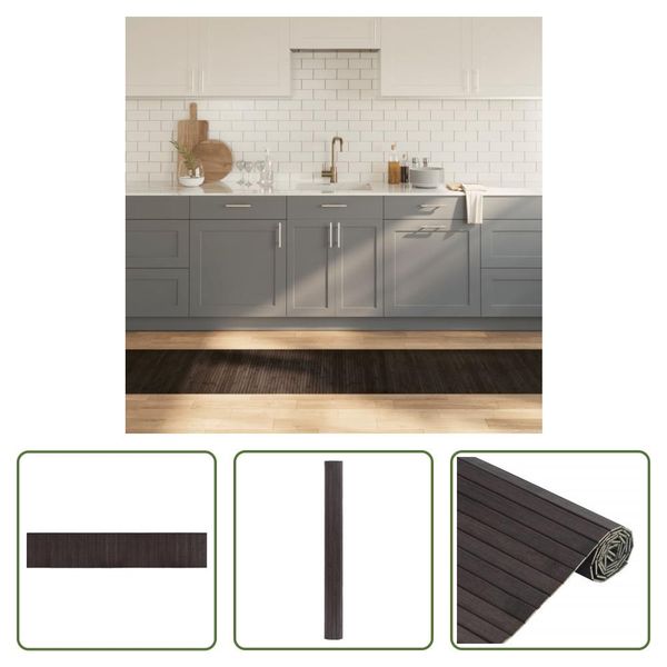 The Living Store Tappeto Rettangolare Marrone Scuro 60X300 Cm Bamboo-image