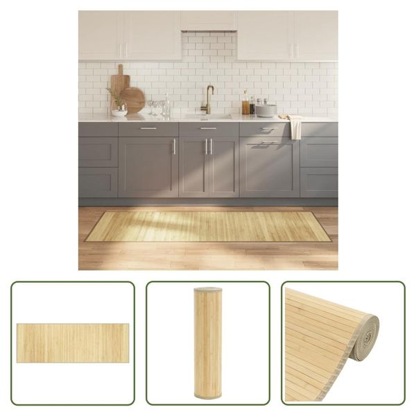 The Living Store Tappeto Rettangolare Light Natural 70X200 Cm Bamboo-image