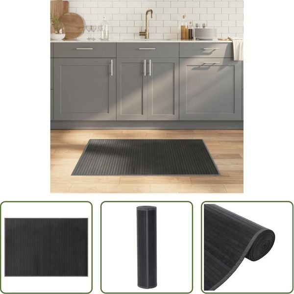The Living Store Tappeto Rettangolare Grigio 70X100 Cm Bamboo-image