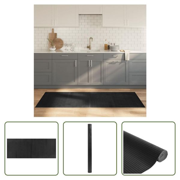 The Living Store Tappeto Rettangolare Grigio 80X200 Cm Bamboo-image