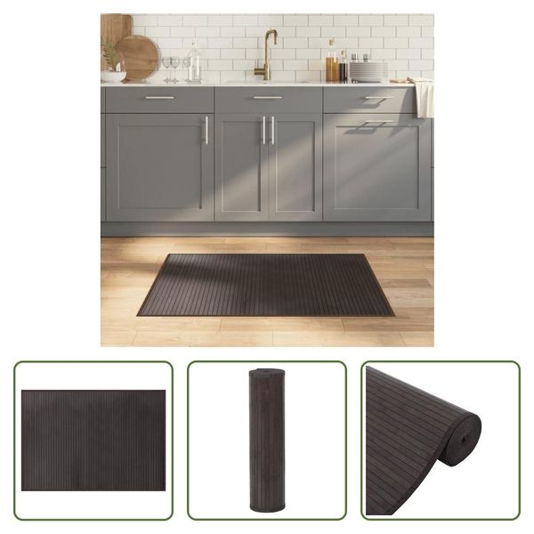 The Living Store Tappeto Rettangolare Marrone Scuro 70X100 Cm Bamboo-image