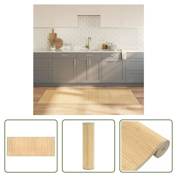 The Living Store Tappeto Rettangolare Light Natural 80X200 Cm Bamboo-image