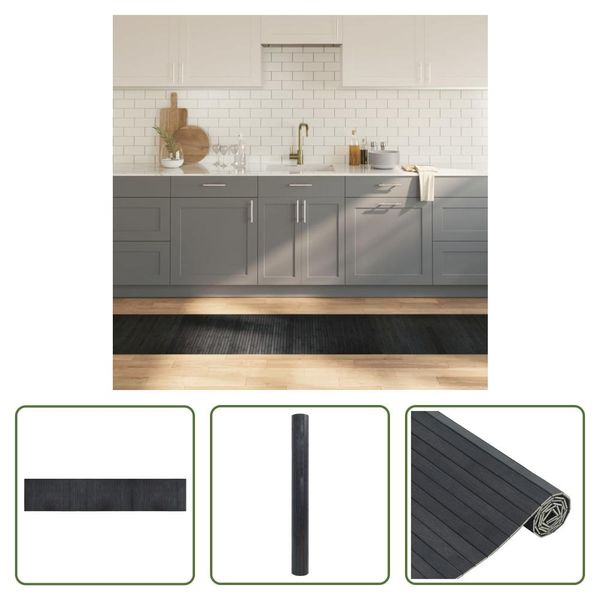 The Living Store Tappeto Rettangolare Grigio 60X300 Cm Bamboo-image