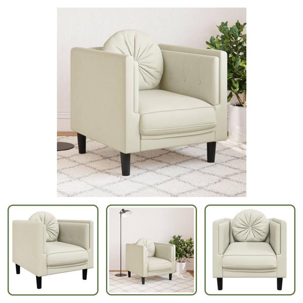 The Living Store Poltrona Con Cuscino In Velluto Crema-image