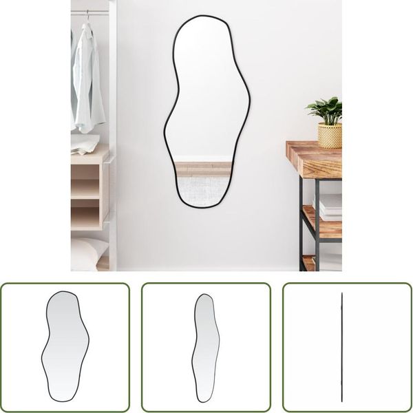 The Living Store Specchio Da Parete Nero 100X45 Cm-image