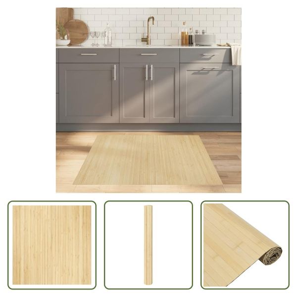 The Living Store Tappeto Rettangolare Light Natural 100X100 Cm Bamboo-image