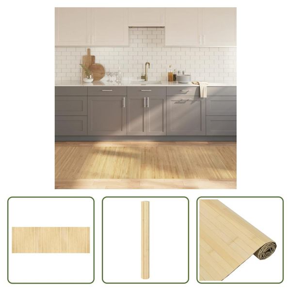 The Living Store Tappeto Rettangolare Light Natural 100X300 Cm Bamboo-image