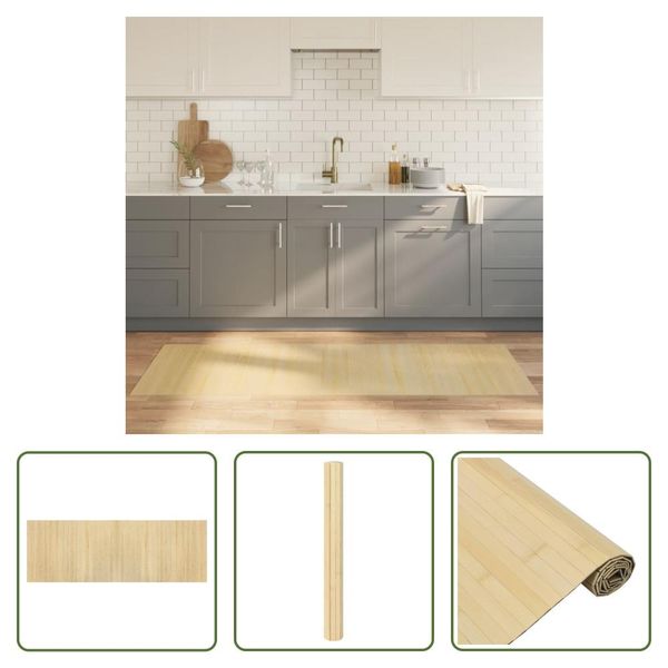 The Living Store Tappeto Rettangolare Light Natural 70X200 Cm Bamboo-image