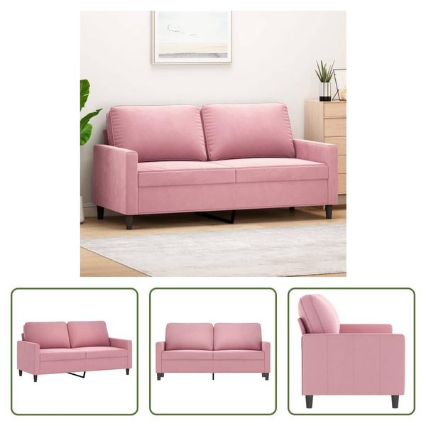 The Living Store Divano A 2 Posti Rosa 140 Cm In Velluto-image