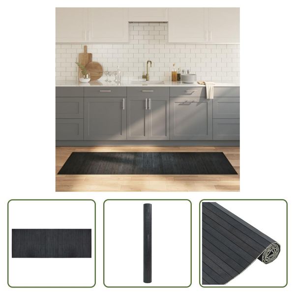 The Living Store Tappeto Rettangolare Grigio 70X200 Cm Bamboo-image