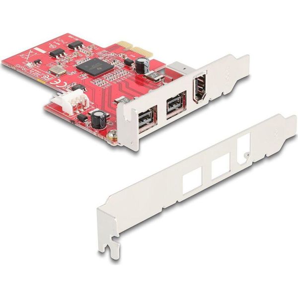 Delock Pci Express X1 Karte Zu 2 X Extern Firewire B+ 1 A - Low Profile (90738)-image
