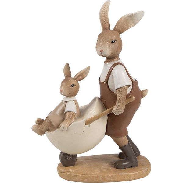 Clayre & Eef Figurina Decorativa Coniglio 15X7X21 Cm Plastica Marrone Beige-image