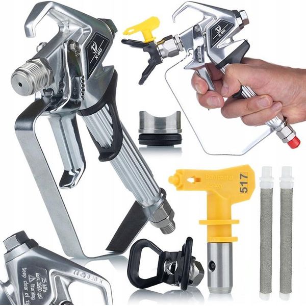Rosfix Pistola Per Verniciatura Ultraspray Con Grilletto A 2 Dita ZT-80 Con Protezione + Ugello Per Verniciatura Ultra Spray 517 + 2 Filtri Bianchi A-image