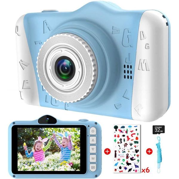 Fotocamera Digitale Per Bambini Con Schermo Grande Da 3,5 Pollici 1080P Hd 12MP Scheda Sd Da 32GB Incorporata Usb Fotocamera Selfie Ricaricabile Per Bambini Da 3 A 10 Anni-image