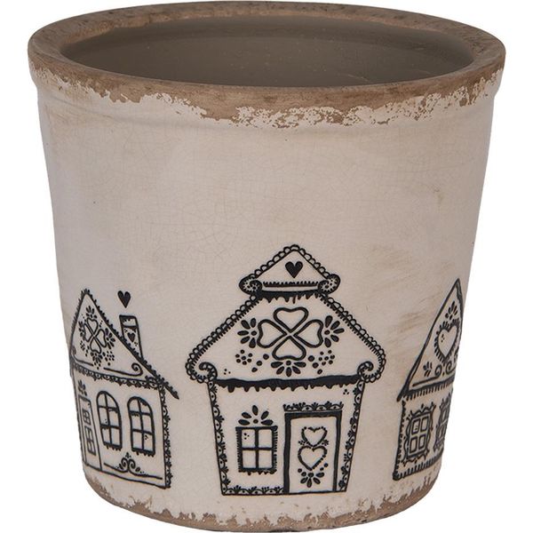 Vaso Da Fiori Clayre & Eef Ø 17X16 Cm Casa Di Pan Di Zenzero In Ceramica Beige-image