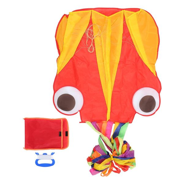 Aquilone Da Esterno Soft Octopus One Line Animal Shape 4 Metri Con 30 M Di Linea (Tubo Di Coda Jaune Rouge)-image