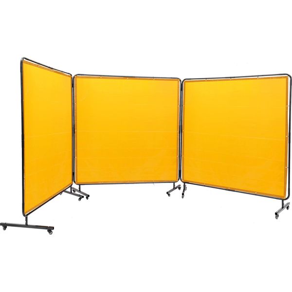 Succebuy Schermo Per Saldatura A 3 Pannelli 6' X 6' Con Cornice - Un Must Per Le Officine! Questo Schermo Per Saldatura In Vinile Ignifugo è Fornito Su 12 Ruote Girevoli (6 Bloccabili).-image